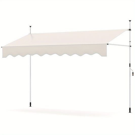 Zonnescherm – Zonwering – Uittrekbaar Scherm – Terasoverkapping – Buitenluifel – Handmatig Bedienbaar – Verstelbare Hoogte 210-300 cm – Breedte 300 cm – Geen Boren Vereist