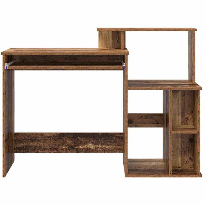 Modern Oak Wood Desk with Storage - Large Spacious Table, Treated Wood (Oak Veneer Top), Minimalist Aged Wood, Sturdy & Smooth Surface for Office, Study, or Workspace - Easy Assembly, 120.5x44x88.5cm