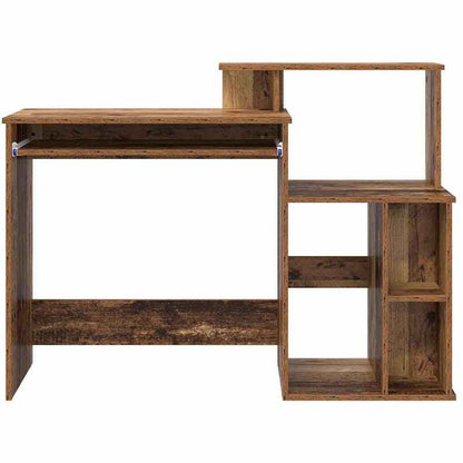 Modern Oak Wood Desk with Storage - Large Spacious Table, Treated Wood (Oak Veneer Top), Minimalist Aged Wood, Sturdy & Smooth Surface for Office, Study, or Workspace - Easy Assembly, 120.5x44x88.5cm