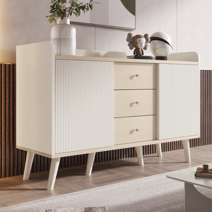 Dressoir – Sidetable – Opbergkast – Wandmeubel – Ladekast – Modern Design – Houtnerf Finish – 117,5 cm Breed – Drie Lades Met Verstelbare Planken