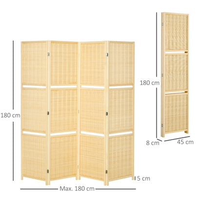 Roomdivider – Kamerscherm – Scheidingswand – Paravent – Vakkenkast – Natuurlijk Hout – 2 Inklapbare Planken