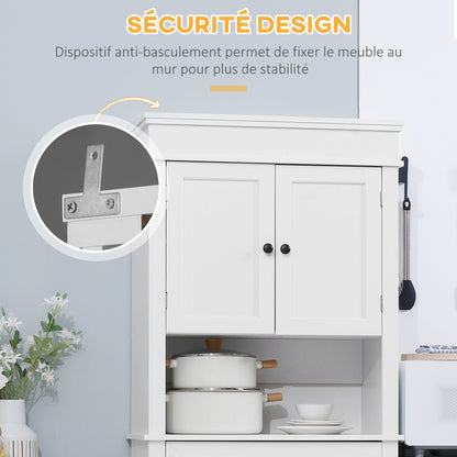 Opbergkast Keukenkast Buffetkast Dressoir Kastenwand Wit – Modern Design – Verstelbare Planken & Compact Formaat 74x39,5x183 cm