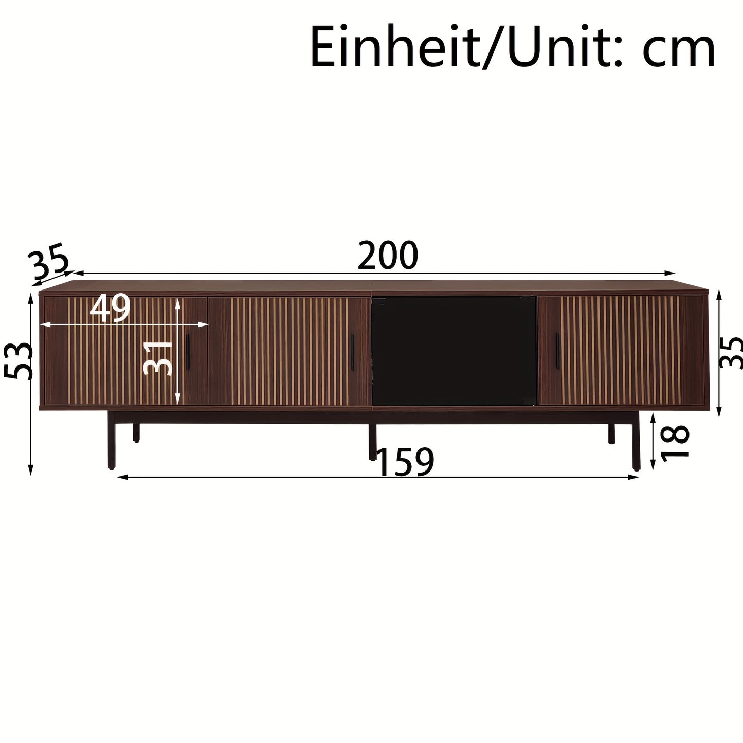TV Meubel – TV Kast – Lowboard – Dressoir – Entertainment Unit – Hardhout & MDF – Gehard Glas Deuren – Gesneden Reliëf Design