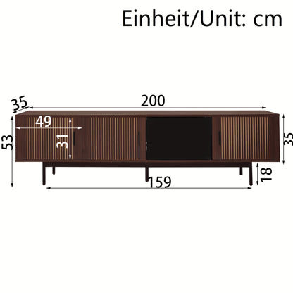 TV Meubel – TV Kast – Lowboard – Dressoir – Entertainment Unit – Hardhout & MDF – Gehard Glas Deuren – Gesneden Reliëf Design