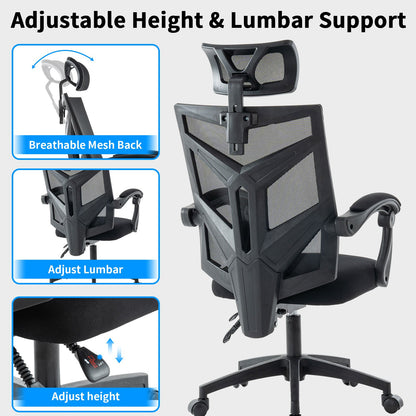 Gaming Chair – Gamerstoel – Zwart Rood – Bureaustoel – Racing Stoel – Ergonomisch Ontwerp – Verstelbare Voetsteun & Lendensteun