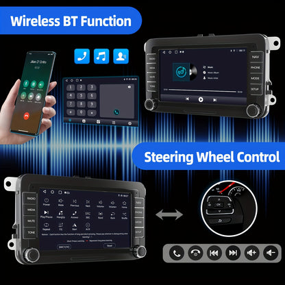Multimedia Speler – Navigatiesysteem – Auto Radio – Android 14 Autostereo – Touchscreen – 7 Inch IPS Scherm – 4GB RAM + 64GB Opslag – Inclusief AHD Camera en Microfoon