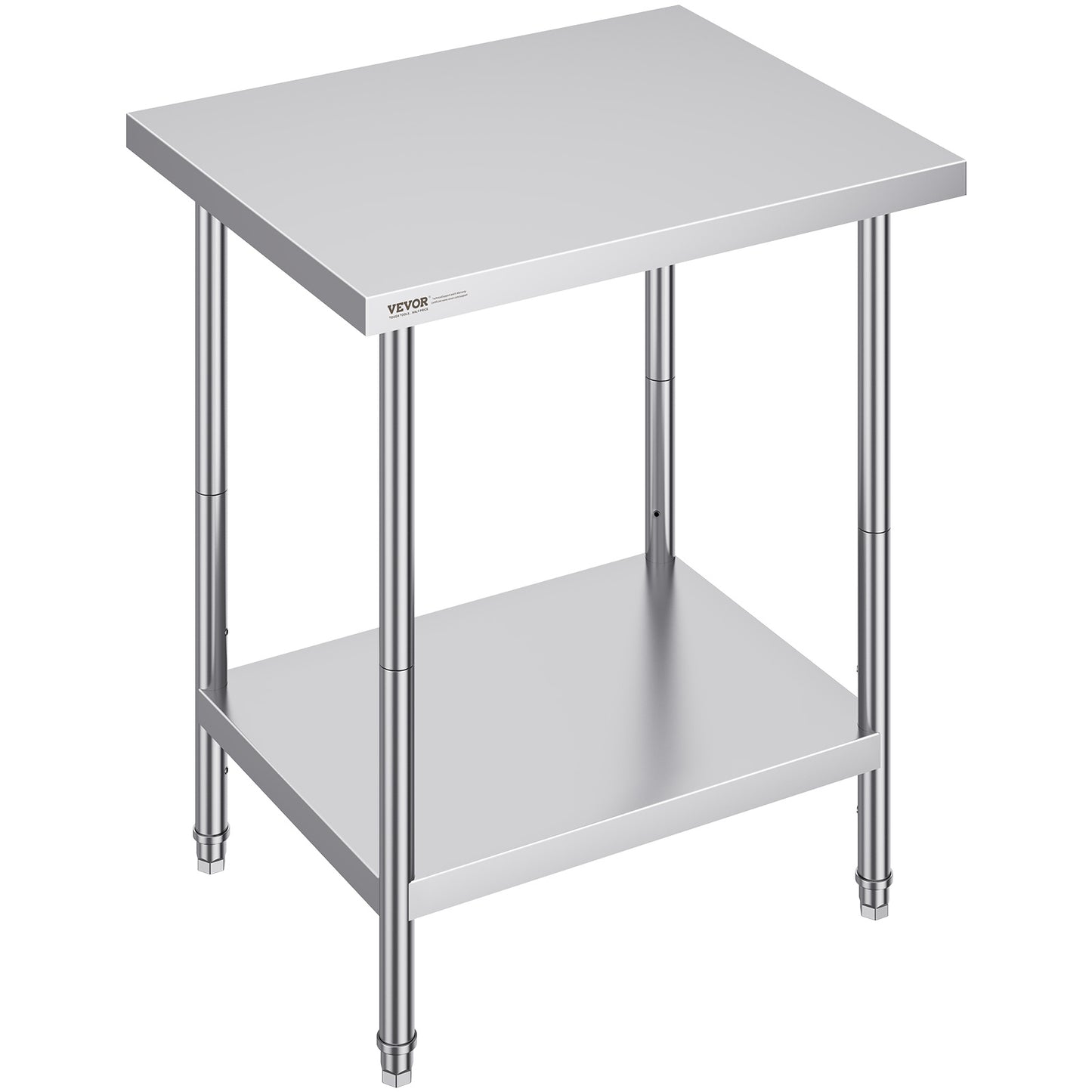 Werkbank – Werktafel – Werkblad – Werkstation – RVS – 201 Roestvrij Staal – 61x76x86 cm – Verstelbare Legplanken