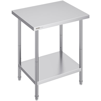 Werkbank – Werktafel – Werkblad – Werkstation – RVS – 201 Roestvrij Staal – 61x76x86 cm – Verstelbare Legplanken
