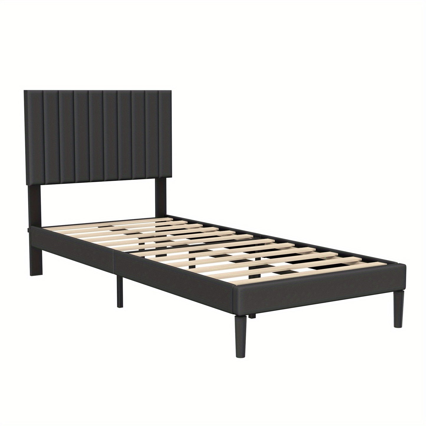 Zwart Gestoffeerd Bed – Fluwelen Bedframe – Slaapbank – Platformbed – Tweepersoonsbed – 90 x 200 cm – Met Gestoffeerd Hoofdbord – Stevig Metalen Frame