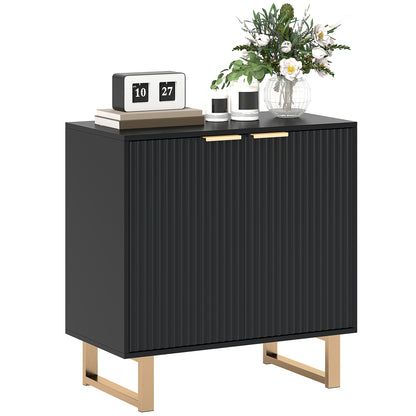 Dressoir – Sideboard – Opbergkast – Buffetkast – Woonkamerkast – Verstelbare Plank – MDF Metalen Poten – 76,5x39x77 cm – Zwart Mat