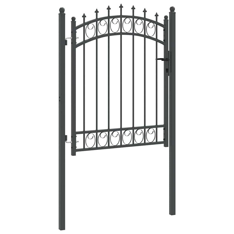Hekpoort met spijkers Grijs 150 x 100cm Poedercoated staal Safe and strong, easy to install, Outdoor Fencing, Sturdy Barrier, Strong Metal, Outdoor Enthusiasts