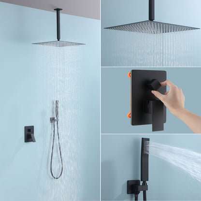 Wanddouche – Douchekop – Handdouche – Douche Set – Badkamer Douche – Donker Design – Zonder Elektriciteit – Duurzaam Material