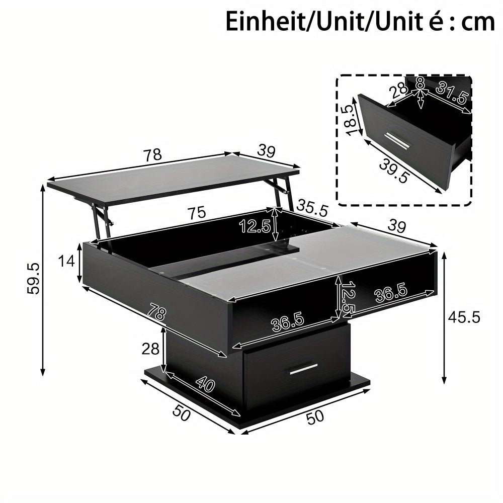 Salontafel – Koffietafel – Bijzettafel – Woonkamertafel – Tafel – Verstelbaar Lift-Top – Ruime Opbergruimte – Hoogglans Wit – Geen Hout – Eenvoudige Montage