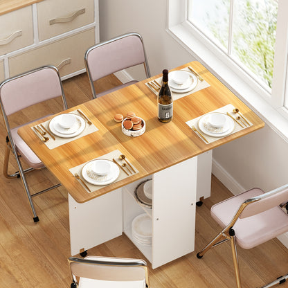 Uitschuifbare Eettafel – Inklapbare Tafel – Opvouwbare Eettafel – Multifunctionele Tafel – Ruimtebesparende Tafel – Met Opbergruimte – Stevig Hout – 120x70x78 cm