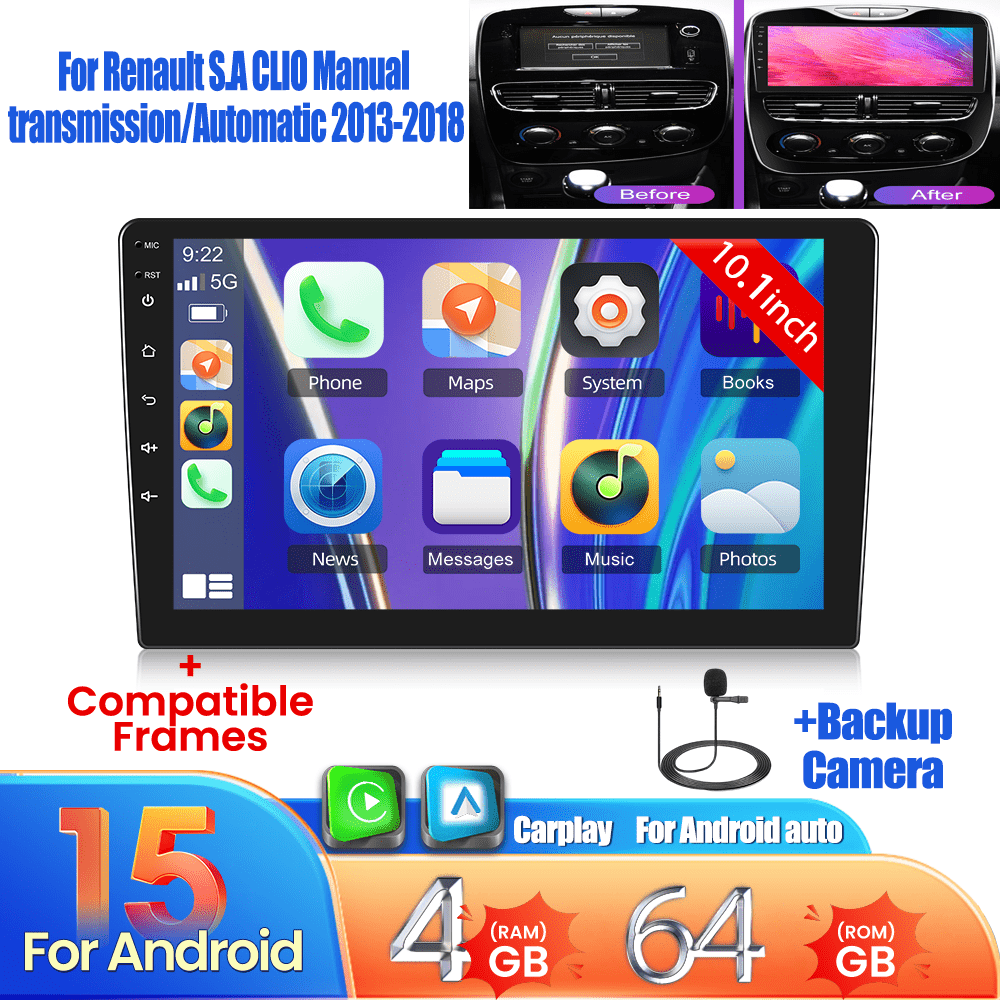 Android 15 Car Radio – Autoradio – Multimedia Systeem – Navigatie – Touchscreen – Met AHD Achteruitrijcamera – 10,1 Inch HD Display – Draadloze CarPlay & Android Auto
