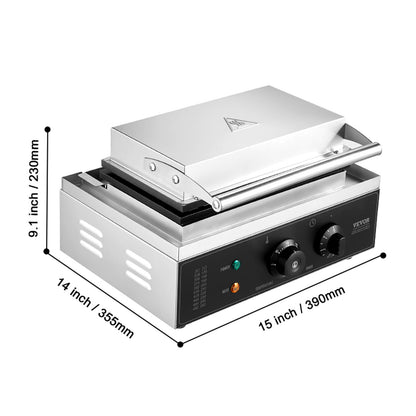 Wafelijzer – Wafelmaker – Wafelapparaat – Wafelmachine – Wafelpaneel – 10 Rechthoekige Wafels – 1550W Roestvrij Staal