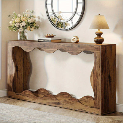 Sidetable – Consoletafel – Wandtafel – Haltafel – Bijzettafel – Extra Lang 160 cm – Hout & Engineered Wood – Landelijke Bruine Afwerking – Met Opbergruimte – Smal Design – Gemakkelijk Te Monteren