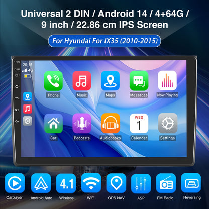 Android Autoradio – Multimedia Speler – Car Stereo – Touchscreen Radio – 2-DIN Headunit – 9 Inch IPS Scherm – Android 14 Systeem – Inclusief Camera & Microfoon