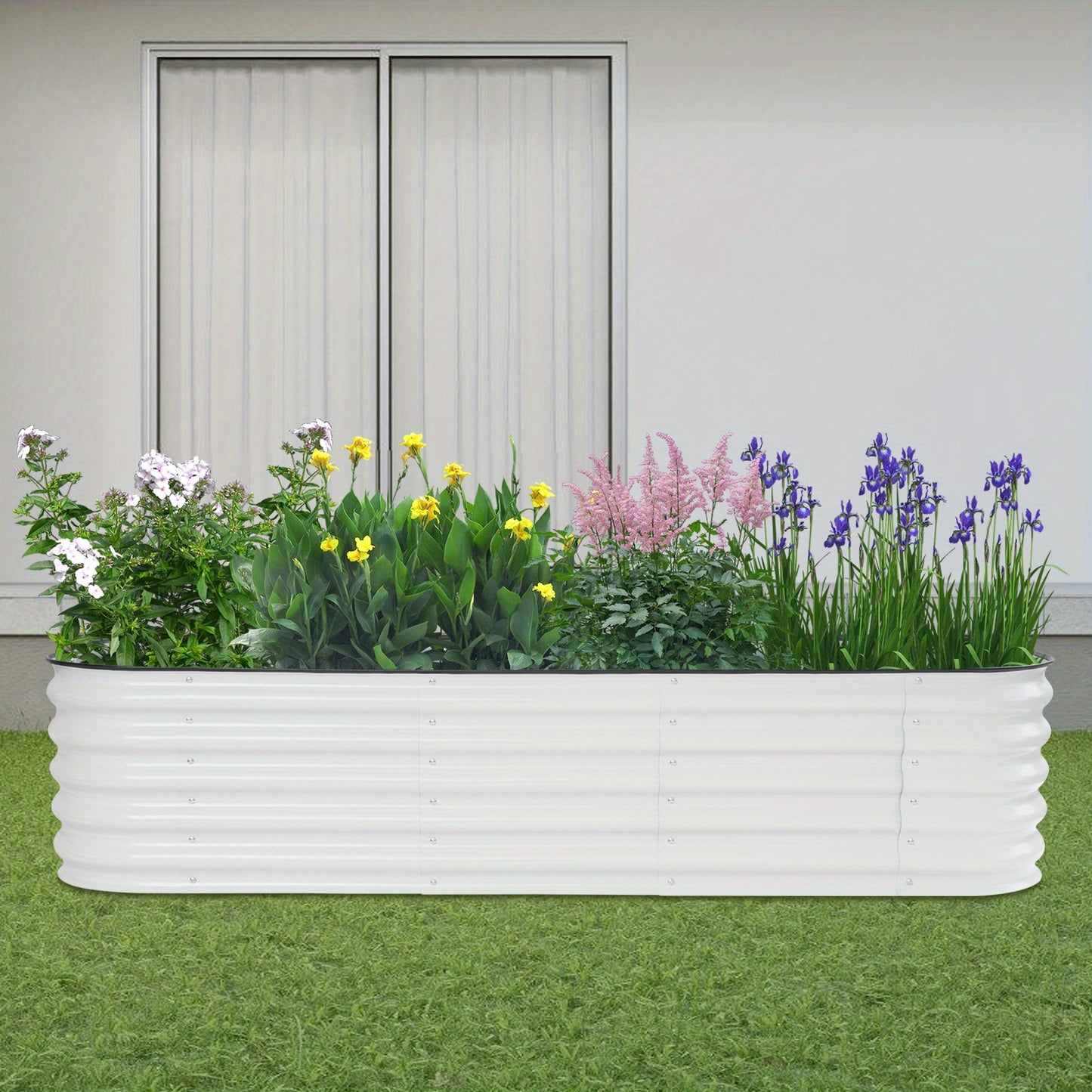 Verhoogd Tuinbed – Verhoogde Plantenbak – Moestuinbak – Kweekbak – Bloemenbak – Gegalvaniseerd Staal – 195x60x43 cm – Wit