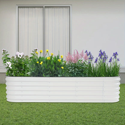 Verhoogd Tuinbed – Verhoogde Plantenbak – Moestuinbak – Kweekbak – Bloemenbak – Gegalvaniseerd Staal – 195x60x43 cm – Wit