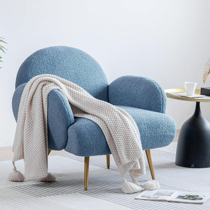 Sherpa Fauteuil – Fauteuil – Leunstoel – Leesstoel – Zithoekstoel – Wit – Zachte Teddy Stof – Zwarte Metalen Poten