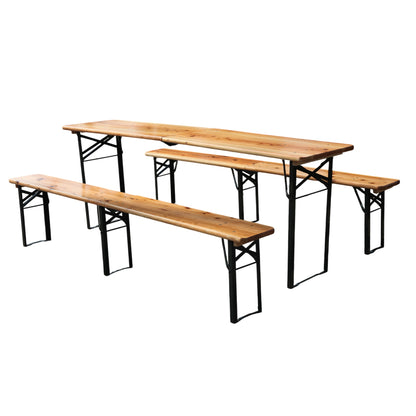 Bierbank Set – Bierbankstel – Bierbank Tafeltje – Inklapbare Zithoek – Bierbank 220 cm – Duurzaam Metalen Frame – Maximale Draagkracht 200 kg