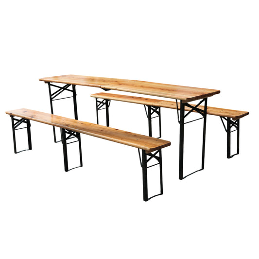 Bierbank Set – Bierbankstel – Bierbank Tafeltje – Inklapbare Zithoek – Bierbank 220 cm – Duurzaam Metalen Frame – Maximale Draagkracht 200 kg