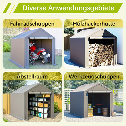 Buitenberging – Tuinberging – Opslagtent – Fietsenberging – Gereedschapsschuur – Extra Ruim 296x190x200 cm – Gegalvaniseerd Stalen Frame & UV- en Waterbestendig PE Dak