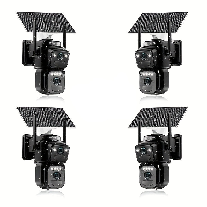 Beveiligingscamera Set – Draadloze Camera – Wifi Camera – Zonnepaneel Camera – Buiten Camera – 4-delig – 10x Zoom – 360° Draaibaar – 2K FHD – Bewegingsdetectie – Kleurennachtzicht – Spotlight Alarm – Twee-weg Audio