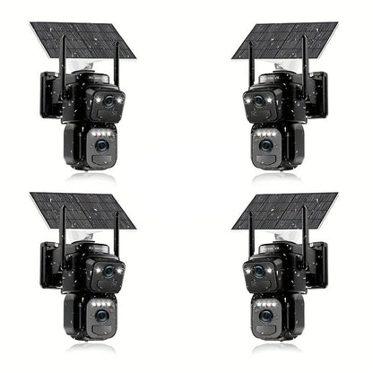 Beveiligingscamera Set – Draadloze Camera – Wifi Camera – Zonnepaneel Camera – Buiten Camera – 4-delig – 10x Zoom – 360° Draaibaar – 2K FHD – Bewegingsdetectie – Kleurennachtzicht – Spotlight Alarm – Twee-weg Audio