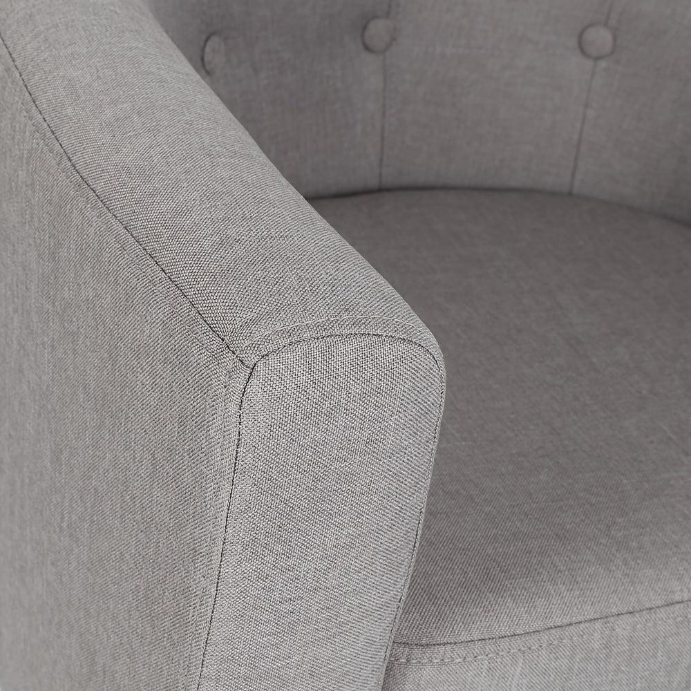 Fauteuil – Accentstoel – Eenpersoonsbank – Leunstoel – Relaxfauteuil – Linnen Bekleding – Comfortabele Katoenen Vulling – Beukenhouten Frame – Compact 64x60x70 cm