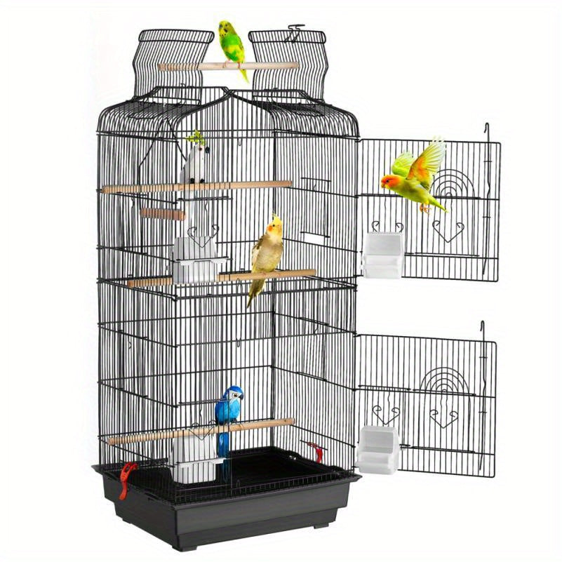 Vogelkooi – Parkietenkooi – Valkparkietenkooi – Papegaaienkooi – Kleine Vogelkooi – Ruim – Metaal – Inclusief Zitstokken en Speelgoed