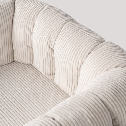 Fauteuil – Relaxstoel – Leunstoel – Zetel – Sessel – Beige – Met Extra Dik Zitkussen 28 cm – Inclusief Lendensteunkussen