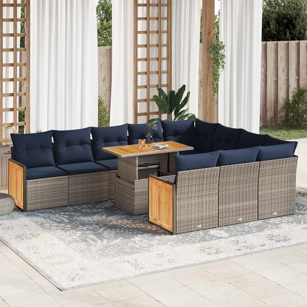 Lounge Tuinset – Loungeset – Tuinmeubelset – Zitgroep – Balkonset – Poly Rattan – 11-Delig – Inclusief Wasbare Kussenhoezen – Waterdichte Opbergtassen