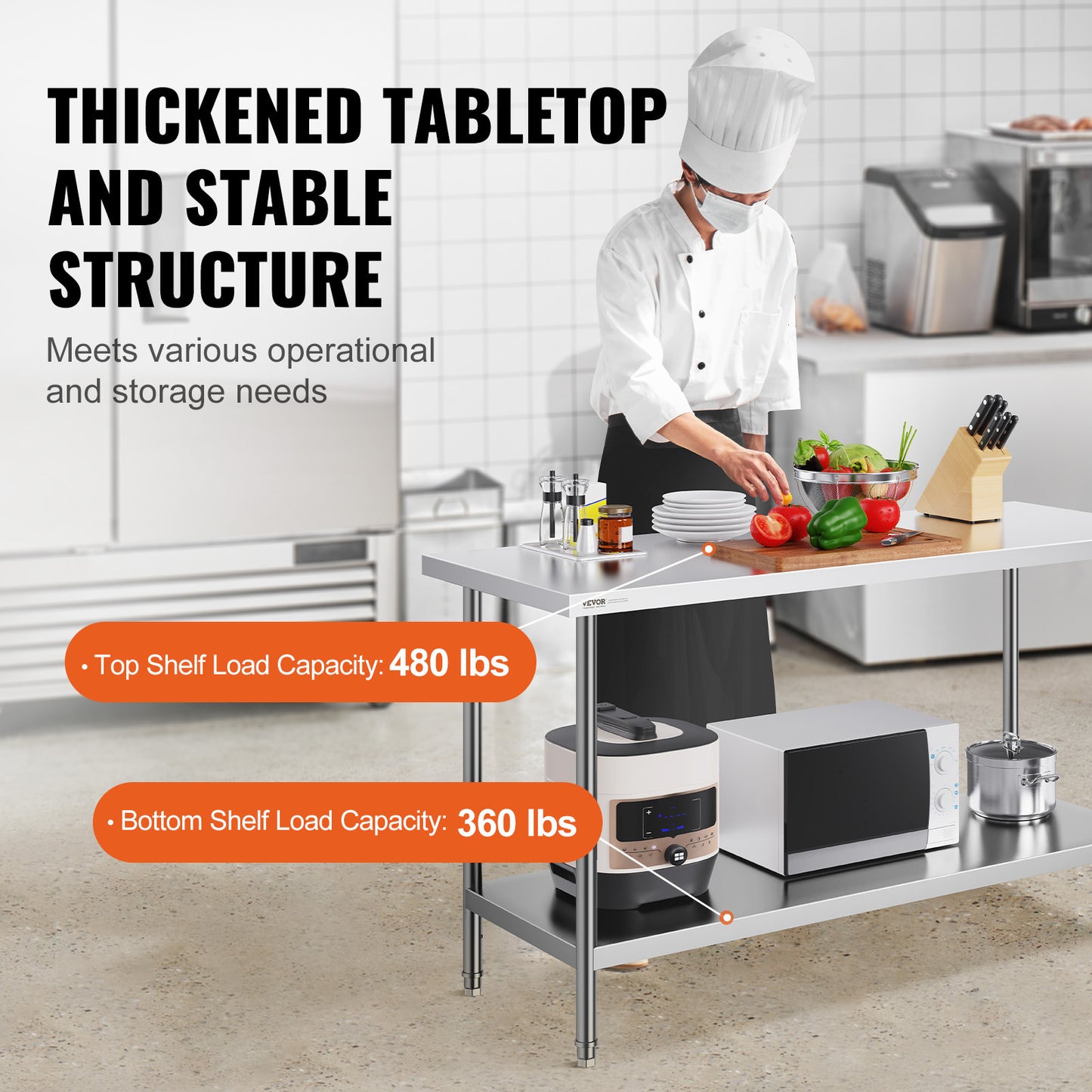 Werktafel Roestvrij Staal – Werkbank Keukentafel Tafeltje Werkoppervlak – 152x61x86 cm – Hygiënisch Stevig Duurzaam – Professioneel Gebruik Ergonomisch