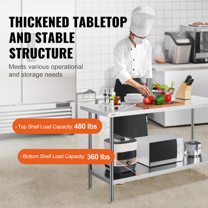 Werktafel Roestvrij Staal – Werkbank Keukentafel Tafeltje Werkoppervlak – 152x61x86 cm – Hygiënisch Stevig Duurzaam – Professioneel Gebruik Ergonomisch
