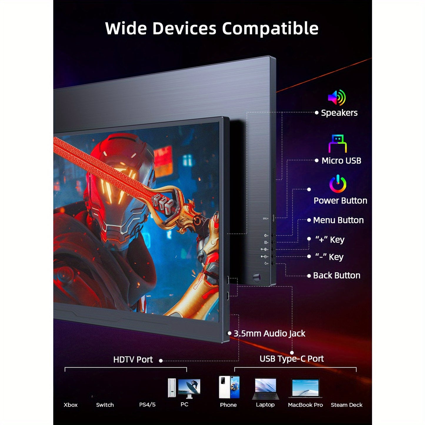 Externescherm – Draagbare Monitor – Tweede Scherm – Portable Display – USB-C Scherm – 17,3 Inch – 144Hz Verversingssnelheid – 100% Adobe RGB & 500 Nits Helderheid