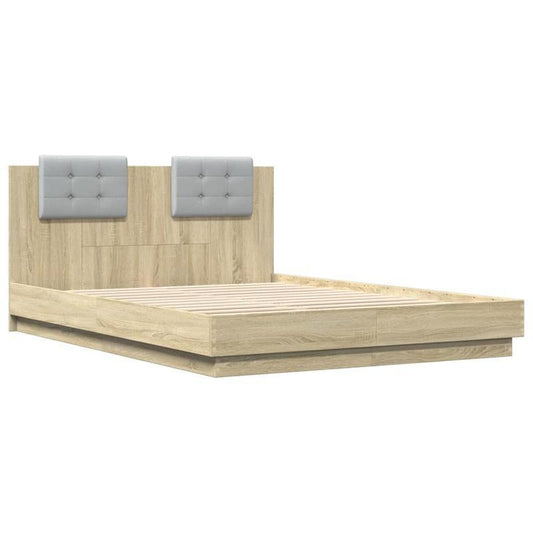 Bedombouw – Bedframe – Tweepersoonsbed – Ledikant – Slaapkamermeubel – Sonoma Eiken – 140x200 cm – Duurzaam Hout – Eenvoudige Montage