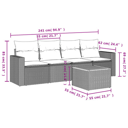 Loungeset – Loungesets – Tuinset – Loungebank – Tuinmeubelen – PE-Rattan – Incl. Kussens Met Afneembare Hoezen – Houten Tafel