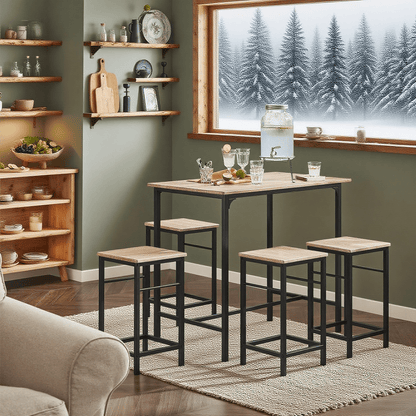 Bartafelset – Barset – Barkrukken – Keukentafel – Bistroset – Stijlvol MDF Tafelblad – Stevig Metalen Frame