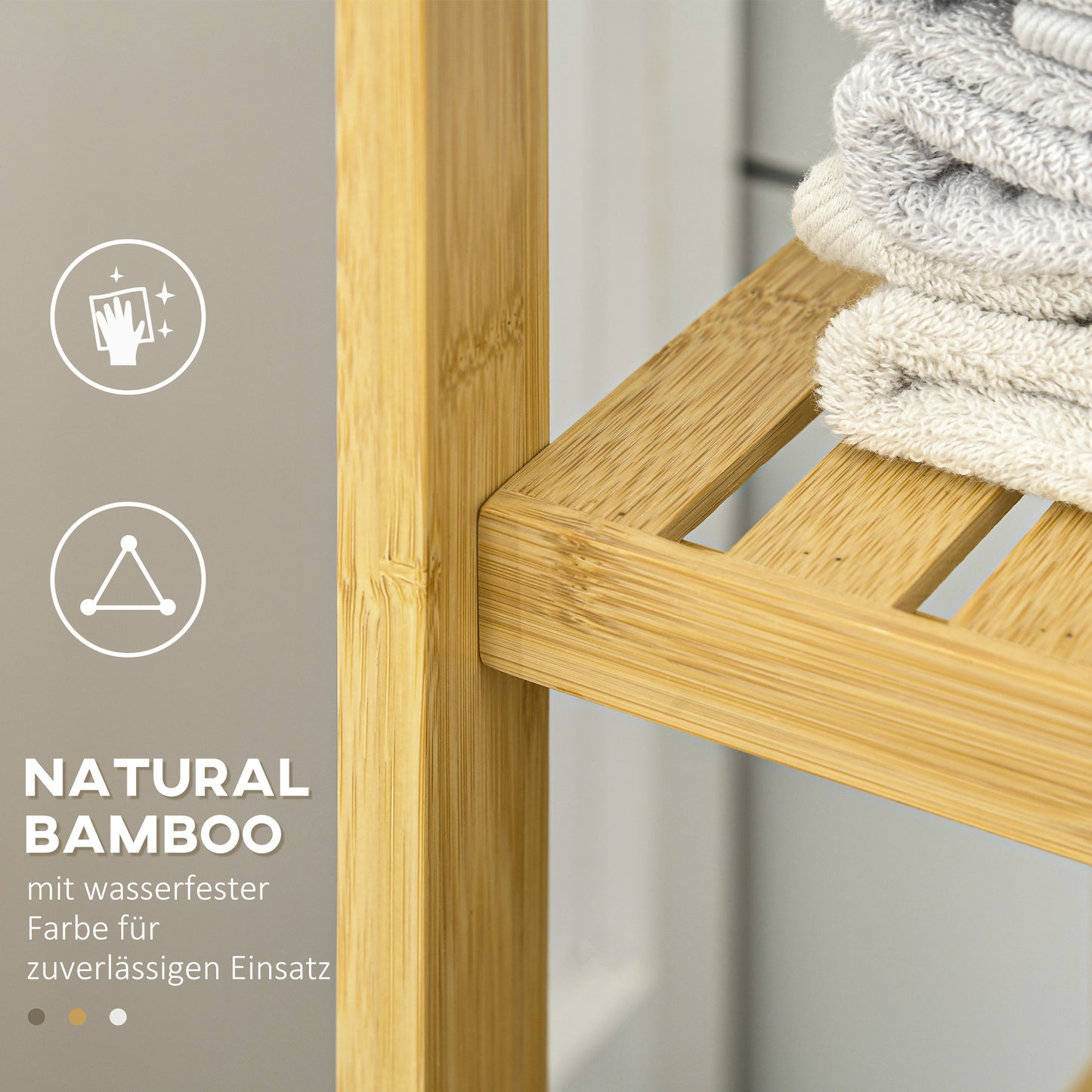 Bamboe Badkamerkastje – Badkamermeubel – Opbergkast – Opbergrek – Kastje Natuurlijk – 3 Planken – Lamellen Deuren