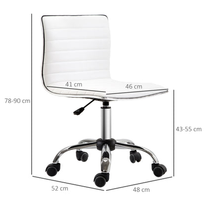 Hairdressing Chair, Salon Chair with Backrest, Height Adjustable, Steel PU, White, 48 x 52 x 78-90 cm