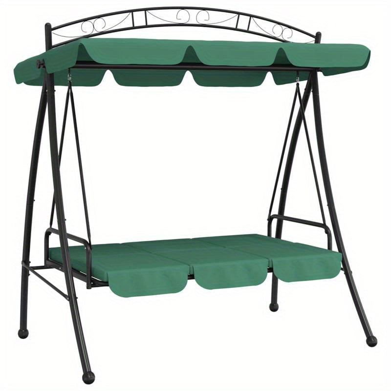 Schommelbank – Schommelstoel – Loungestoel – Relaxbank – Tuinbank – Met Groene Canopy – 198 cm – Staal en Textiel