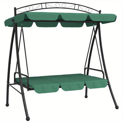 Schommelbank – Schommelstoel – Loungestoel – Relaxbank – Tuinbank – Met Groene Canopy – 198 cm – Staal en Textiel