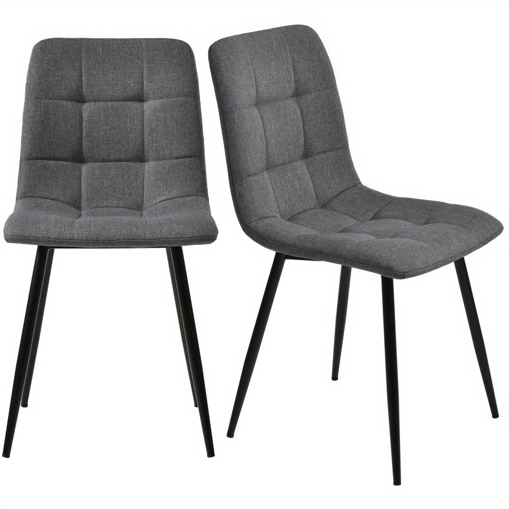 Eetkamerstoel – Stoel – Kuipstoel – Zitstoel – Designstoel – Set van 4 – Donkergrijs – Linnen Bekleding – Metaal Onderstel – Tijdloos Modern – Geschikt Voor Harde Vloeren