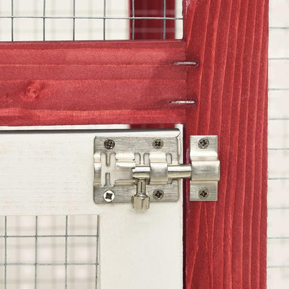 Konijnenhok – Knaagdierenhok – Dierenverblijf – Houtkooi – Grenenhouten Kooi – Rood-Wit – 140x63x120 cm – Robuust Grenenhout
