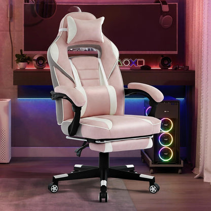 Gamingstoel – Gamenstoel – Bureaustoel – Speelstoel – Ergonomische Fauteuil – Verstelbare Hoogte – Massagefunctie Rugsteun – Voetsteun – Draagvermogen 136 kg – PU Leer
