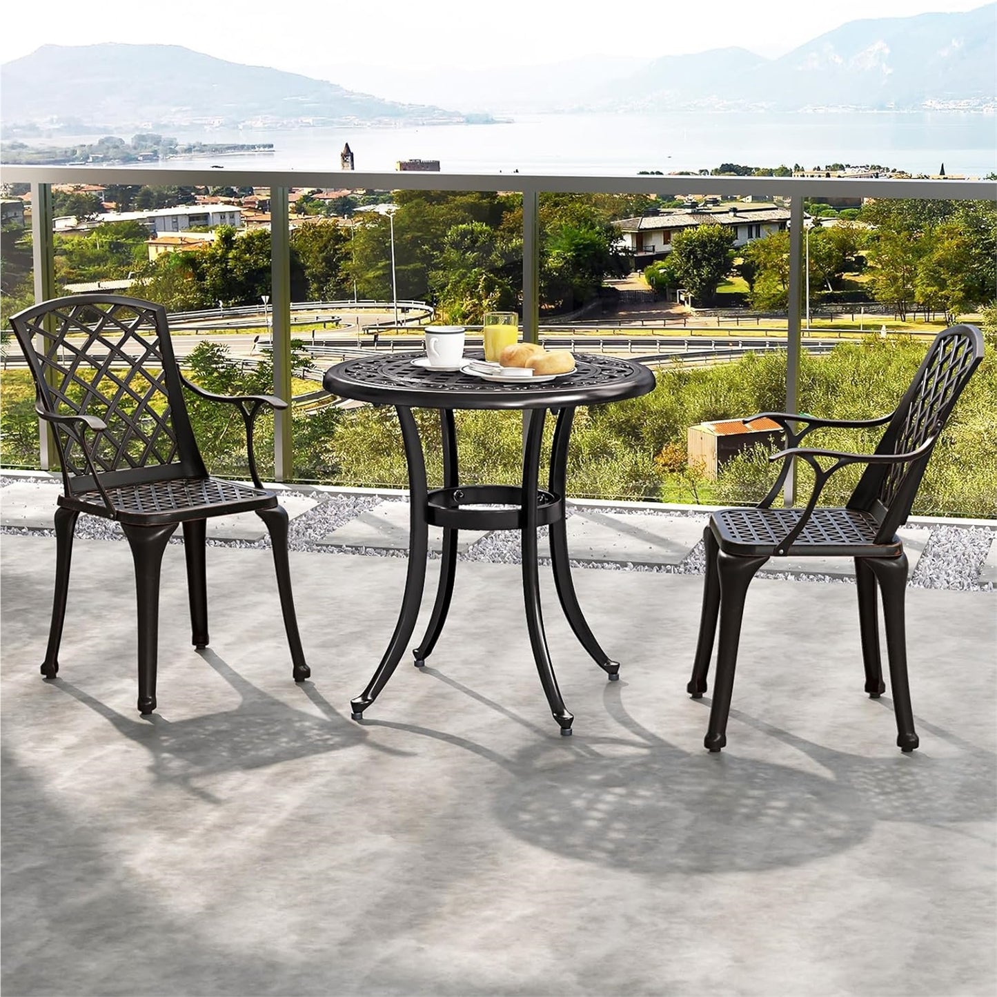 Aluminium Tuinstoelen – Terrasstoelen – Balkonstoelen – Buitenstoelen – Tuinmeubilair – Weerbestendig – Ergonomisch Met Armleuningen – Koper Rood – Set van 2