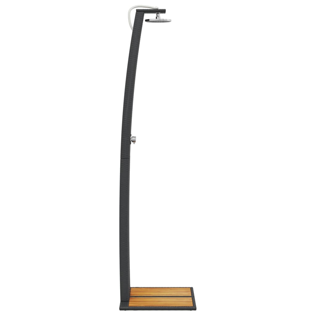 Buitendouche – Tuindouche – Vrijstaande Douche – Zwembad Douche – Outdoor Shower – Weerbestendig PE Rattan – Stevige Acaciahouten Basis Grijs