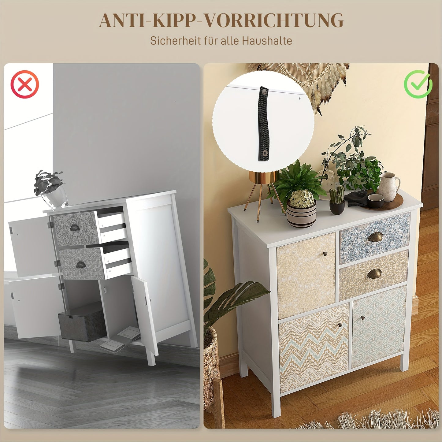 Ladekast – Ladenkast – Commode – Opbergkast – Kastje – Wit – Metaal – 68x34x80 cm – 2 Lades + 3 Open Vakken